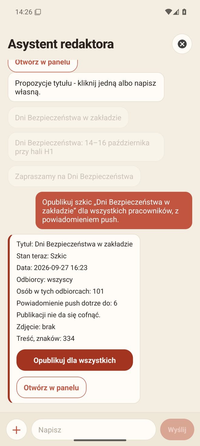 Karta potwierdzenia przed publikacją wpisu do wszystkich pracowników