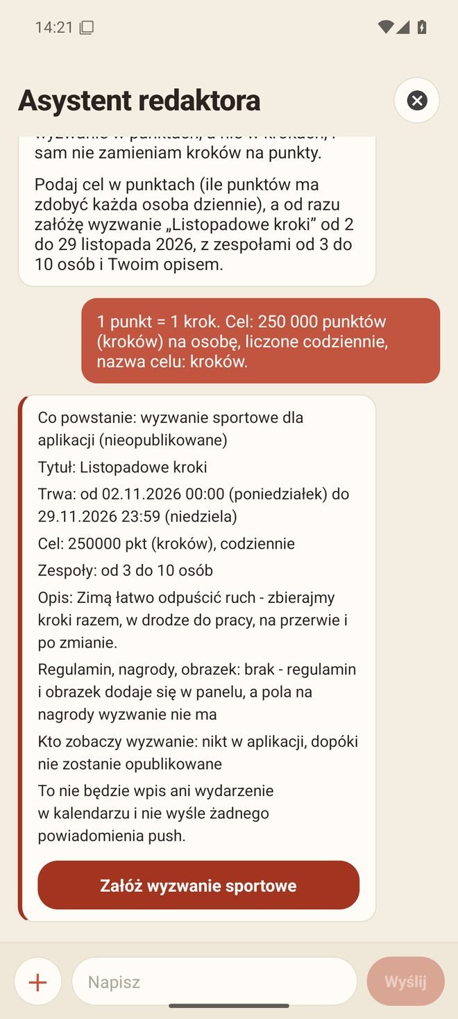 Karta wyzwania sportowego przed założeniem