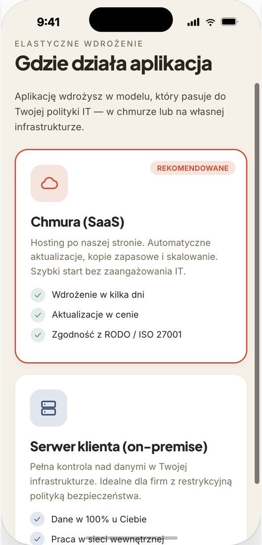 Gdzie działa aplikacja — chmura lub Wasz serwer