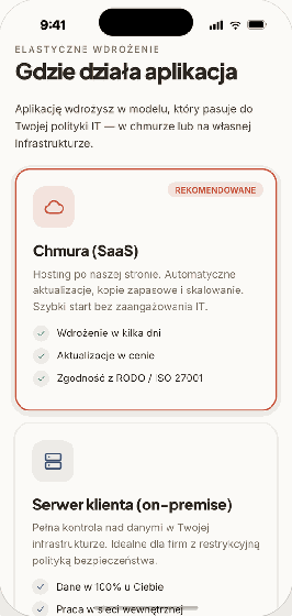 Gdzie działa aplikacja — chmura lub Wasz serwer