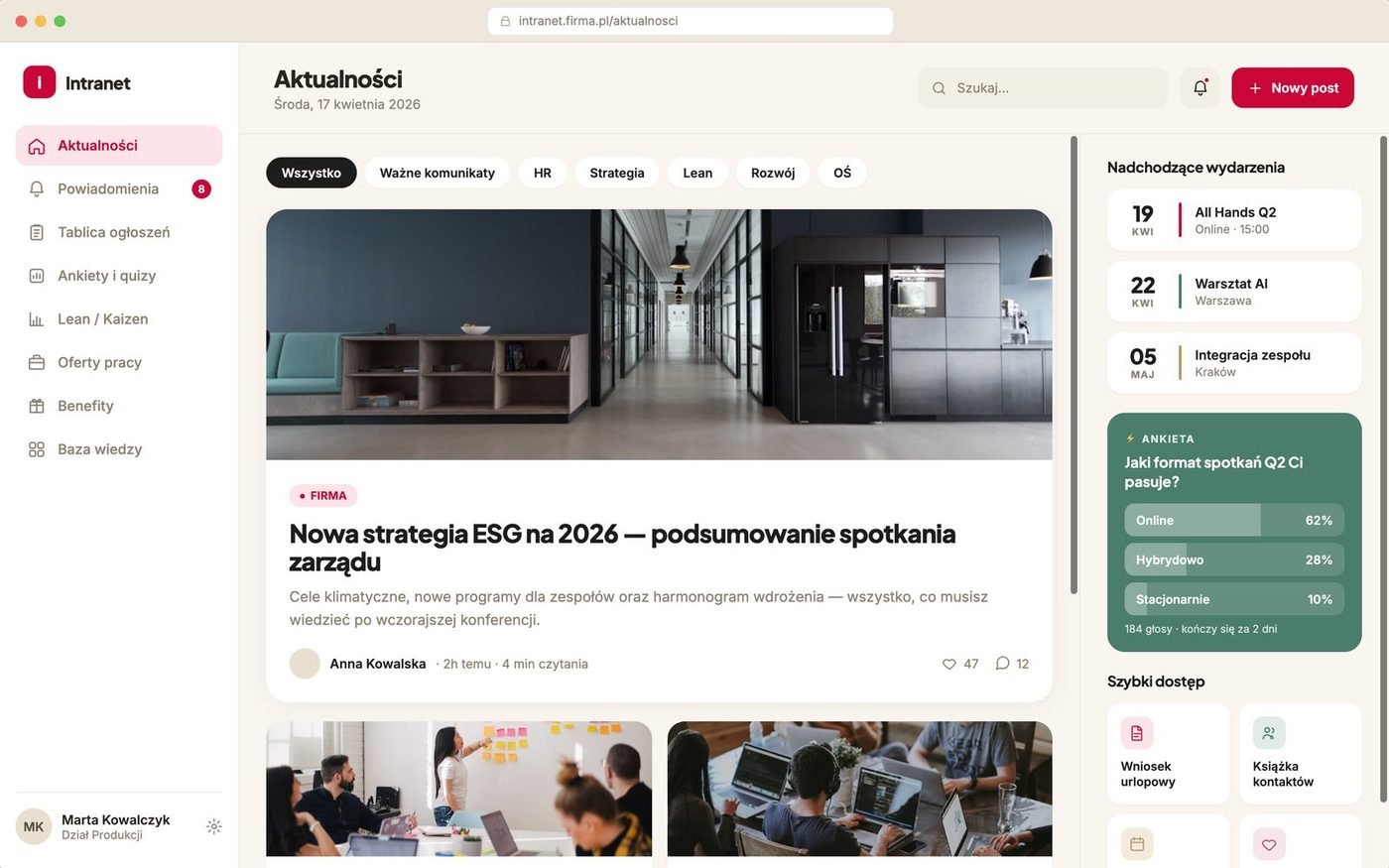 Wersja przeglądarkowa AllAbout — panel pracownika